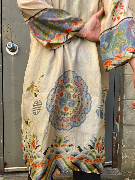 Antique 1920's Pongee Silk Robe