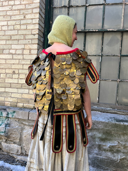 Rare Antique Heavy Metal Hand Stitched Armor for Theatre