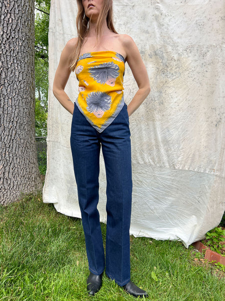 Vintage 1940's Silk Novelty Print Scarf of Crazy Lady and Lipstick