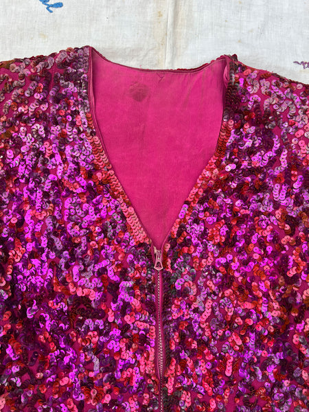 Vintage 1930's Talon Bell Zipper Sequined Blouse