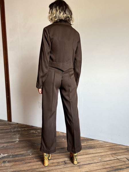 Vintage 1940's Brown Jumpsuit, Sash and Sequined Jacket, Tap Costume