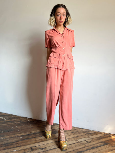 Vintage 1940's Women's Sportswear Set, Blouse and Pants