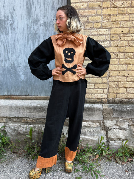 Vintage 1920's - 30's Skull & Crossbones Costume Set