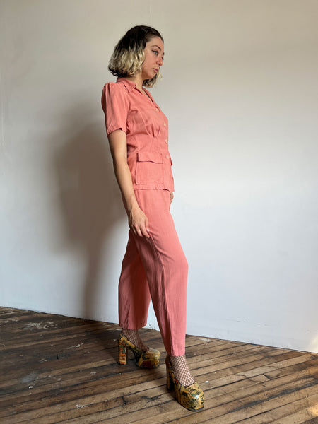 Vintage 1940's Women's Sportswear Set, Blouse and Pants