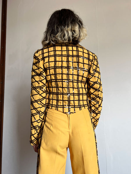 Vintage 1940's Yellow Sequined Tap Costume, Jumpsuit and Jacket