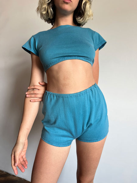 Vintage 1930's - 40's Aldrich & Aldrich Chicago Blue Cotton Gym Set
