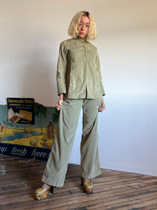 Vintage 1960s 1970s Liz Carlson San Francisco Corduroy Set, Long Sleeved Button Up and Pants