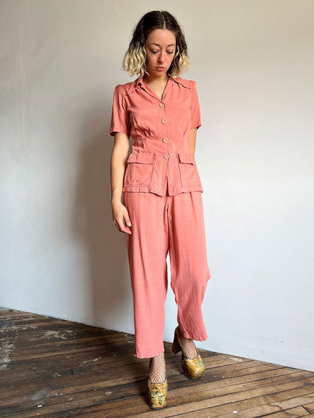 Vintage 1940's Women's Sportswear Set, Blouse and Pants