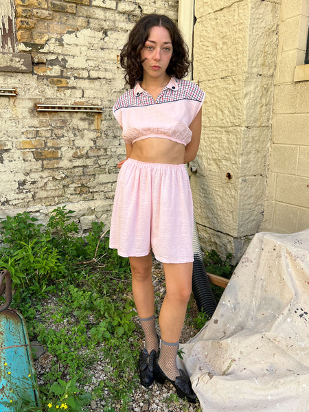 Vintage 1940's Two Piece Cotton Seersucker Set