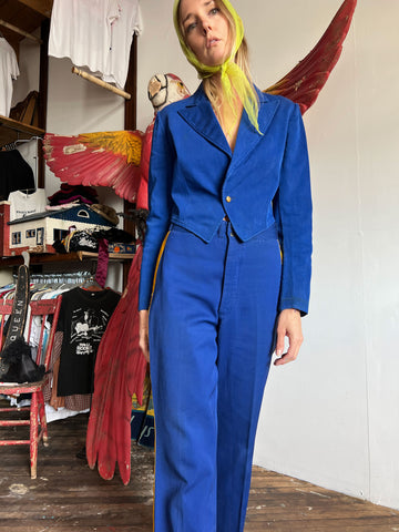 Vintage 1930's Blue Long Sleeve Cropped Jacket