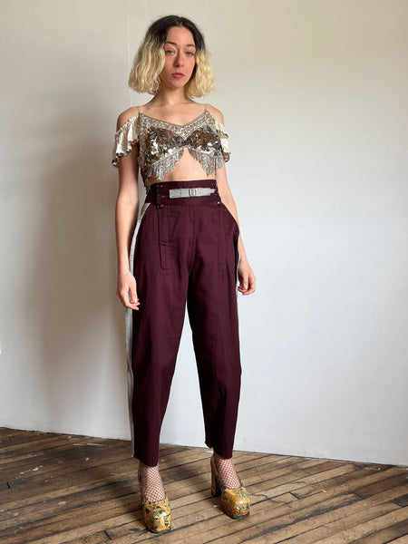 Vintage 1940's Uniform Pants, Double Flap, Striped