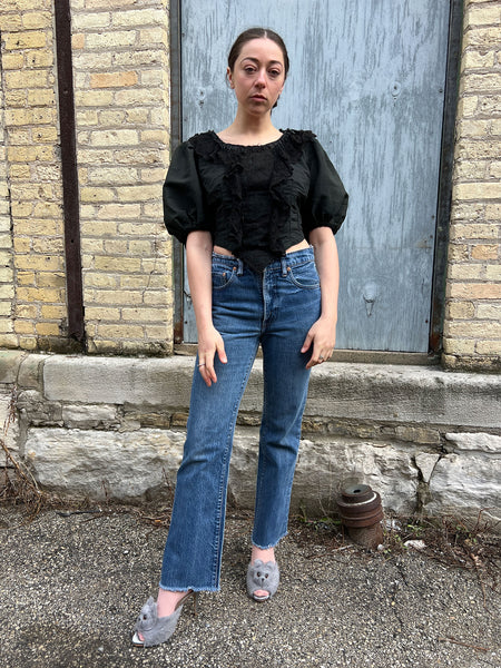 Antique 1900's Black Puff Sleeve Bodice