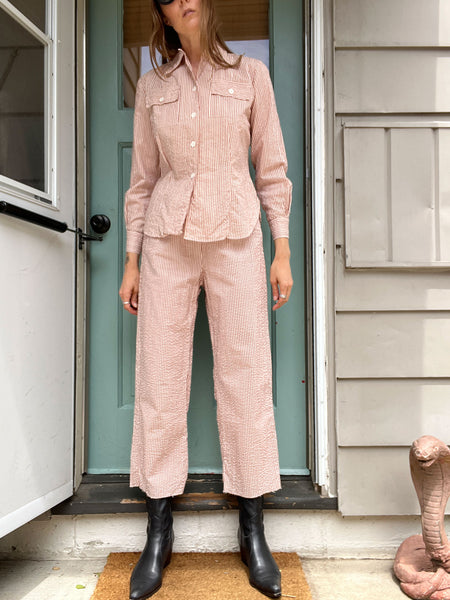 Vintage 1940's Seersucker Women's WW2 Outfit Set, Workwear 40's