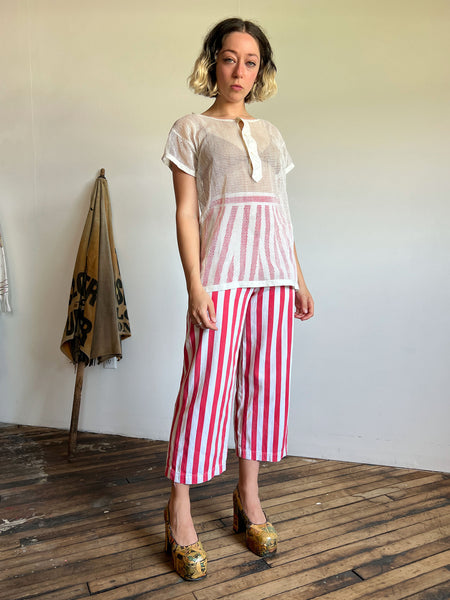 Vintage 1930's Red and White Striped Pants
