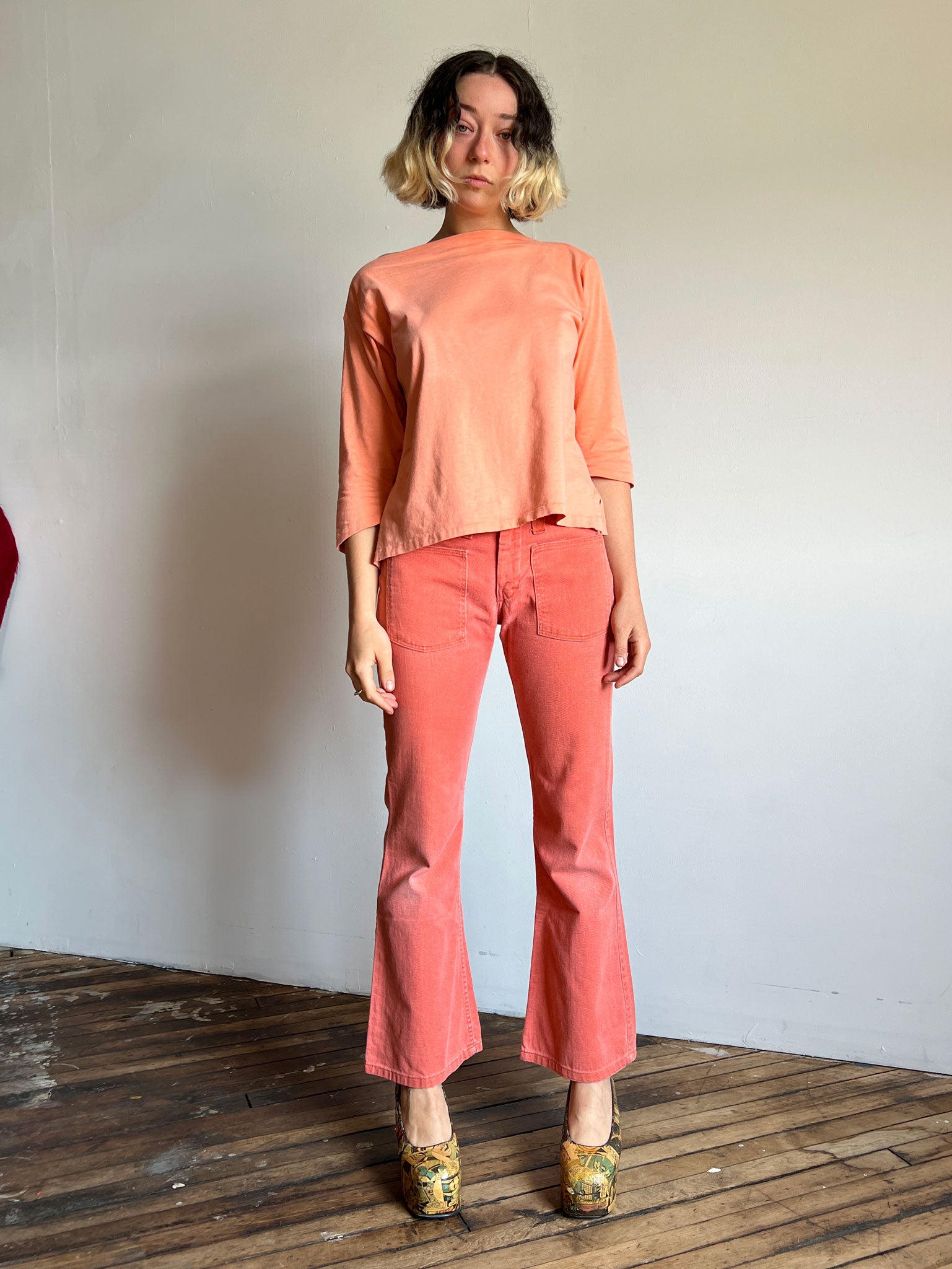 Vintage 1960's Pink Cotton Boatneck Shirt
