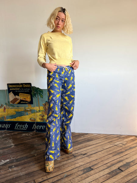 Vintage 1970's Novelty Print Pants, Mr. Peanut, 70's