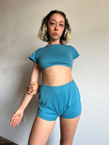 Vintage 1930's - 40's Aldrich & Aldrich Chicago Blue Cotton Gym Set