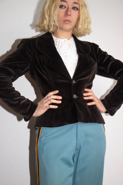 Vintage 1970's Ralph Lauren Dark Brown Velvet Blazer