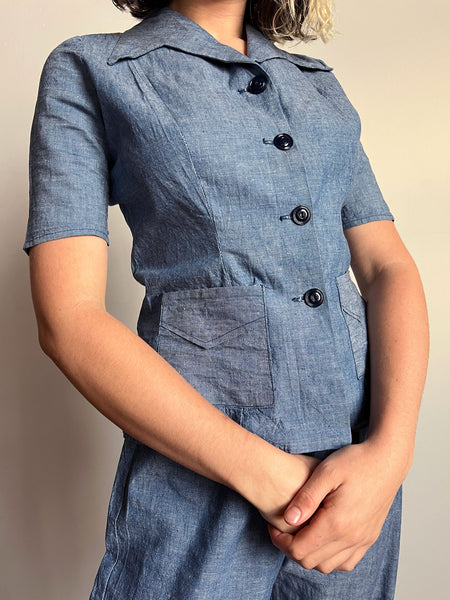 Vintage 1940's Women's Sportswear Set, Blouse and Pants 'Hollywood Styles'