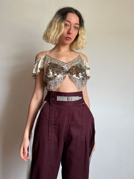 Vintage 1940's Uniform Pants, Double Flap, Striped