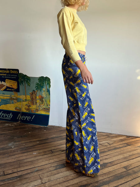 Vintage 1970's Novelty Print Pants, Mr. Peanut, 70's