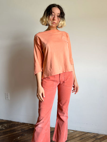Vintage 1960's Pink Cotton Boatneck Shirt