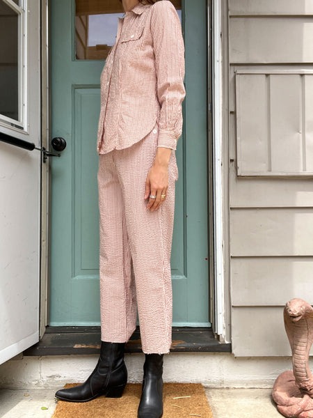 Vintage 1940's Seersucker Women's WW2 Outfit Set, Workwear 40's