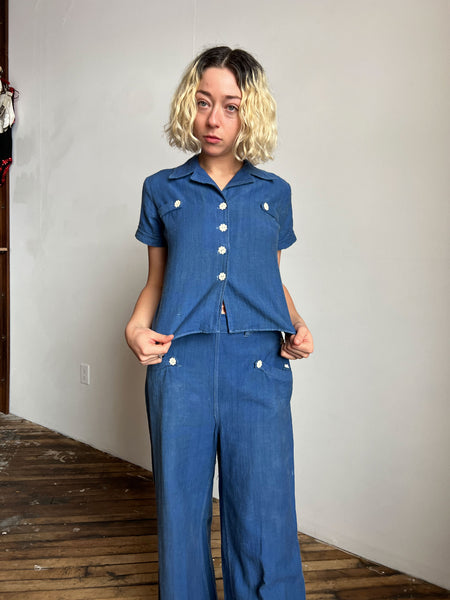 Vintage 1940's Blouse and Pants Set