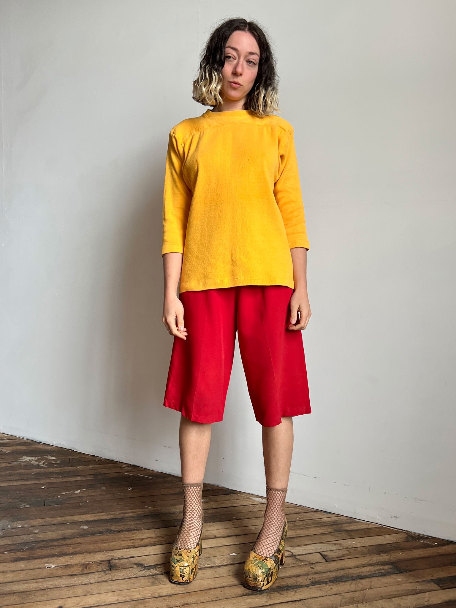 Vintage 1940's - 1950's Yellow Cotton Jersey