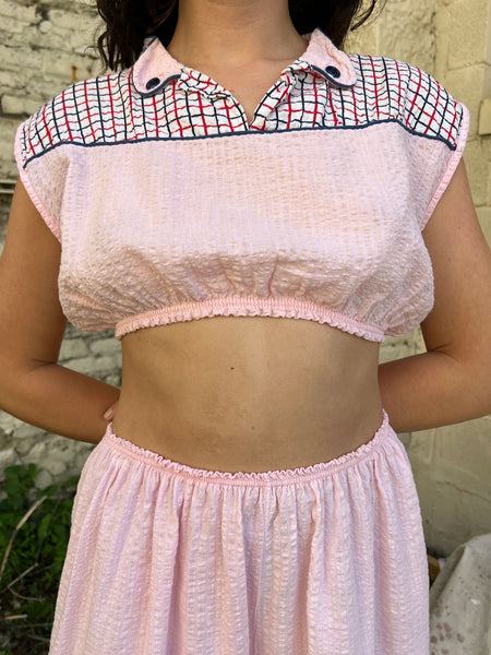 Vintage 1940's Two Piece Cotton Seersucker Set