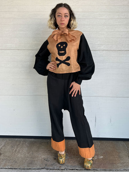 Vintage 1920's - 30's Skull & Crossbones Costume Set