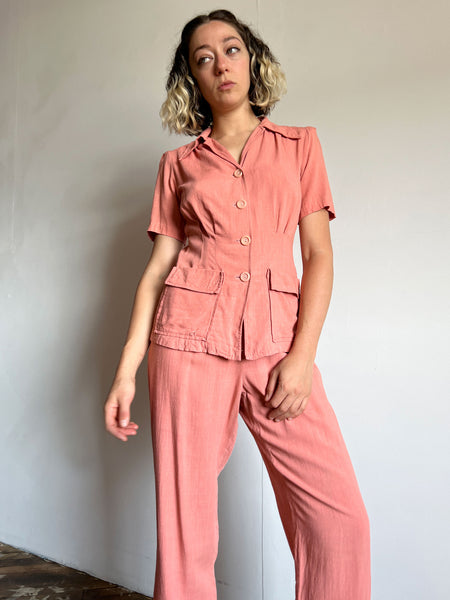 Vintage 1940's Women's Sportswear Set, Blouse and Pants