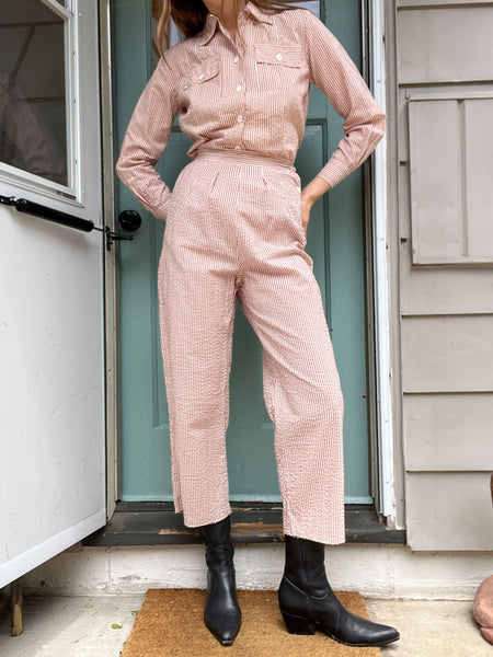 Vintage 1940's Seersucker Women's WW2 Outfit Set, Workwear 40's