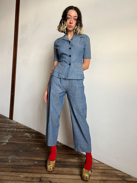 Vintage 1940's Women's Sportswear Set, Blouse and Pants 'Hollywood Styles'