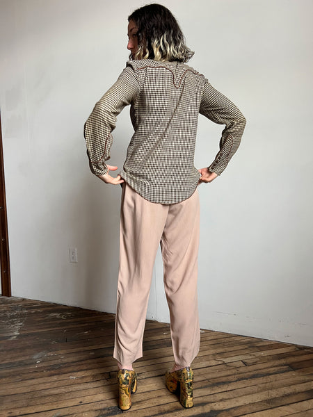 Vintage 1940's Circle A Western Wear Women's Snap Button Shirt, Wool