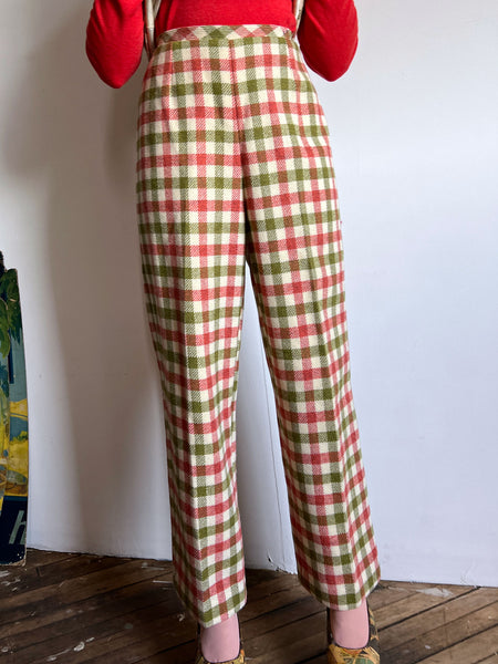 Vintage 1960's Wool Checkered Pant and Vest Set