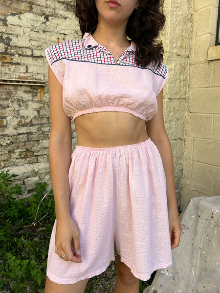 Vintage 1940's Two Piece Cotton Seersucker Set