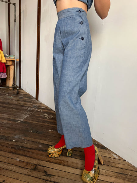 Vintage 1940's Women's Sportswear Set, Blouse and Pants 'Hollywood Styles'