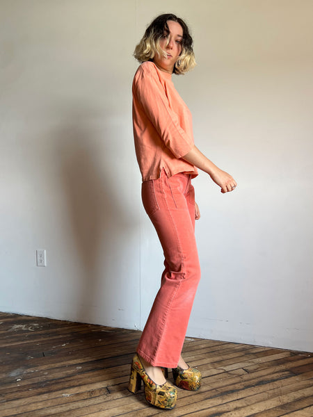 Vintage 1960's Pink Cotton Boatneck Shirt