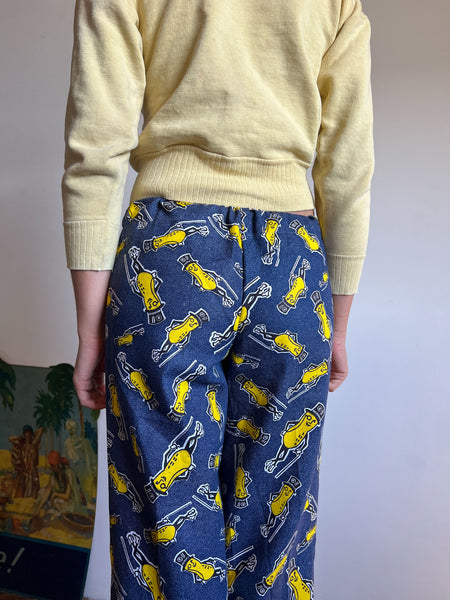 Vintage 1970's Novelty Print Pants, Mr. Peanut, 70's