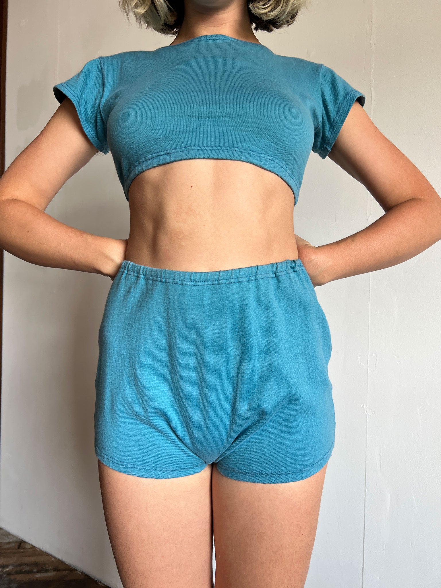Vintage 1930's - 40's Aldrich & Aldrich Chicago Blue Cotton Gym Set