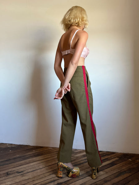 Vintage 1940's Wool Pants with Red Stripe