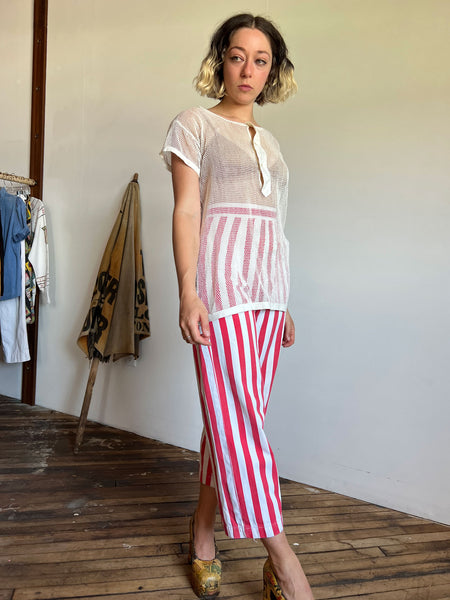Vintage 1930's Red and White Striped Pants