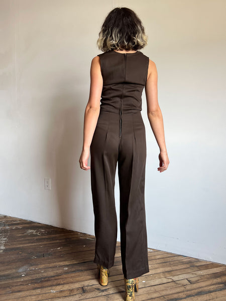 Vintage 1940's Brown Jumpsuit, Sash and Sequined Jacket, Tap Costume