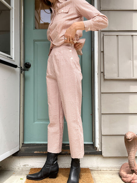 Vintage 1940's Seersucker Women's WW2 Outfit Set, Workwear 40's