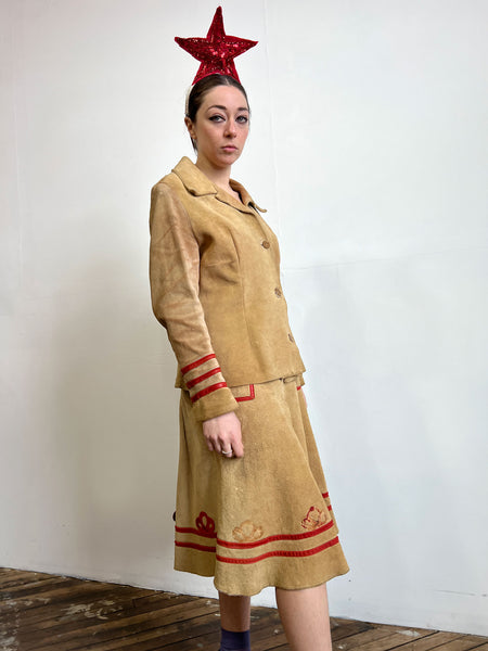 Vintage 1940's Leather Jacket and Culotte Set, Western Wear