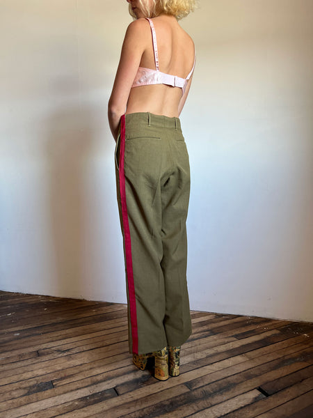 Vintage 1940's Wool Pants with Red Stripe