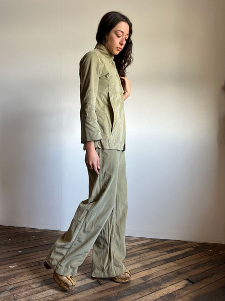 Vintage 1960s 1970s Liz Carlson San Francisco Corduroy Set, Long Sleeved Button Up and Pants