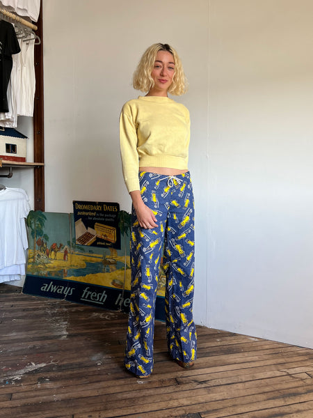 Vintage 1970's Novelty Print Pants, Mr. Peanut, 70's