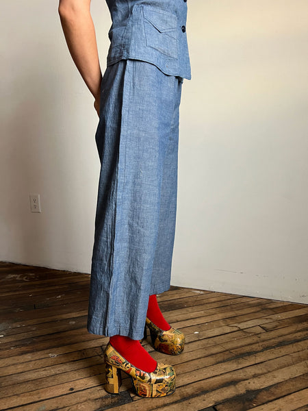 Vintage 1940's Women's Sportswear Set, Blouse and Pants 'Hollywood Styles'